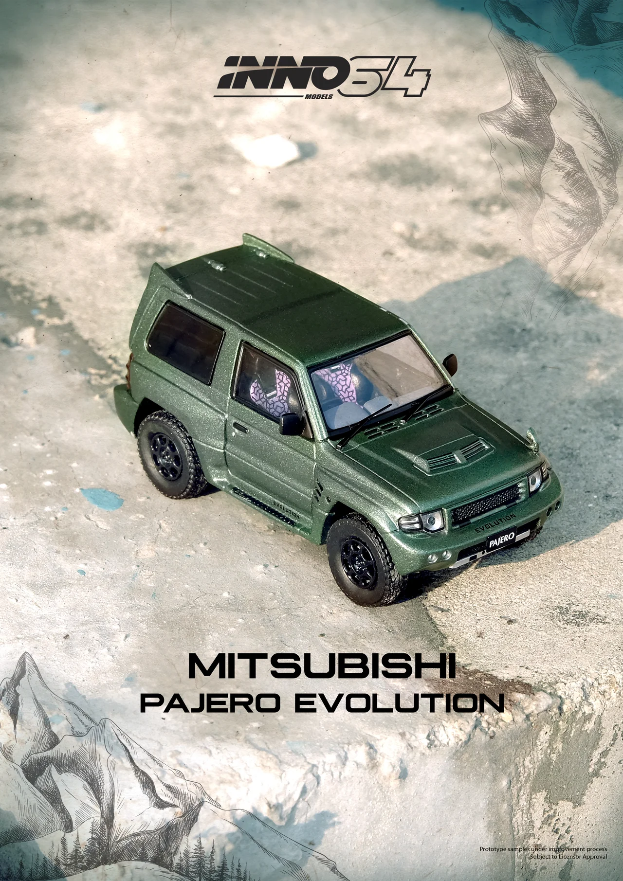 INNO64 MITSUBISHI PAJERO EVOLUTION Satin Green 