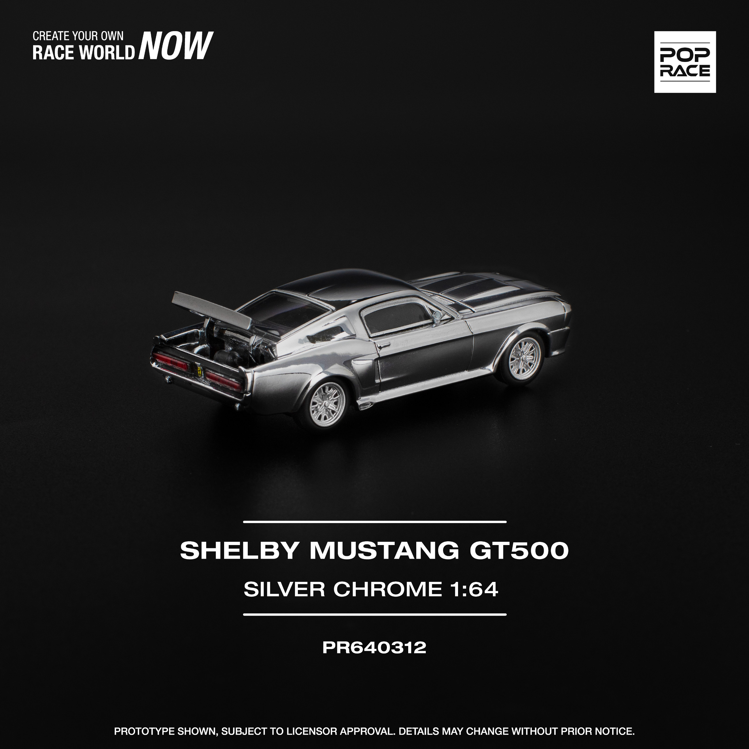 Pop Race SHELBY MUSTANG GT500 - SILVER CHROME