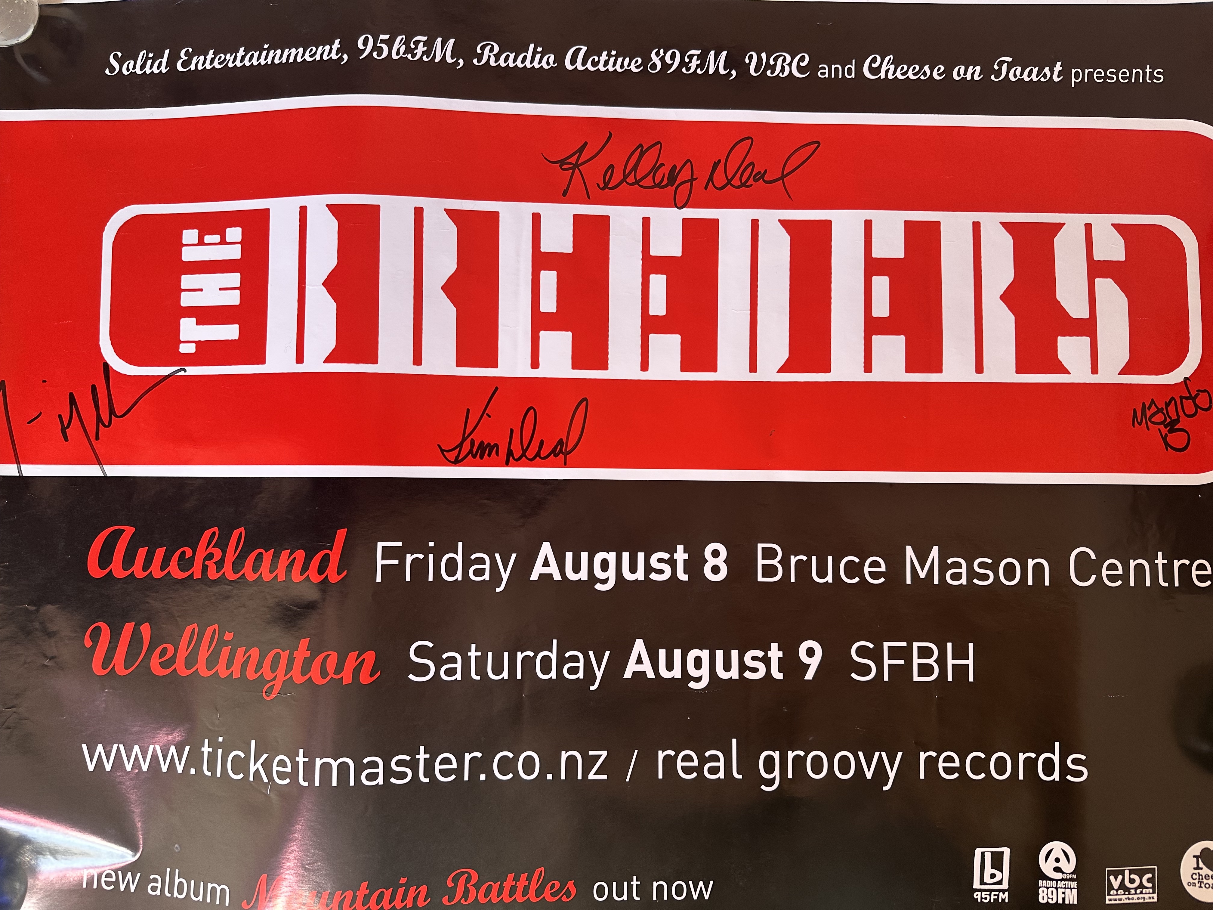 Signed The Breeders Concert Poster