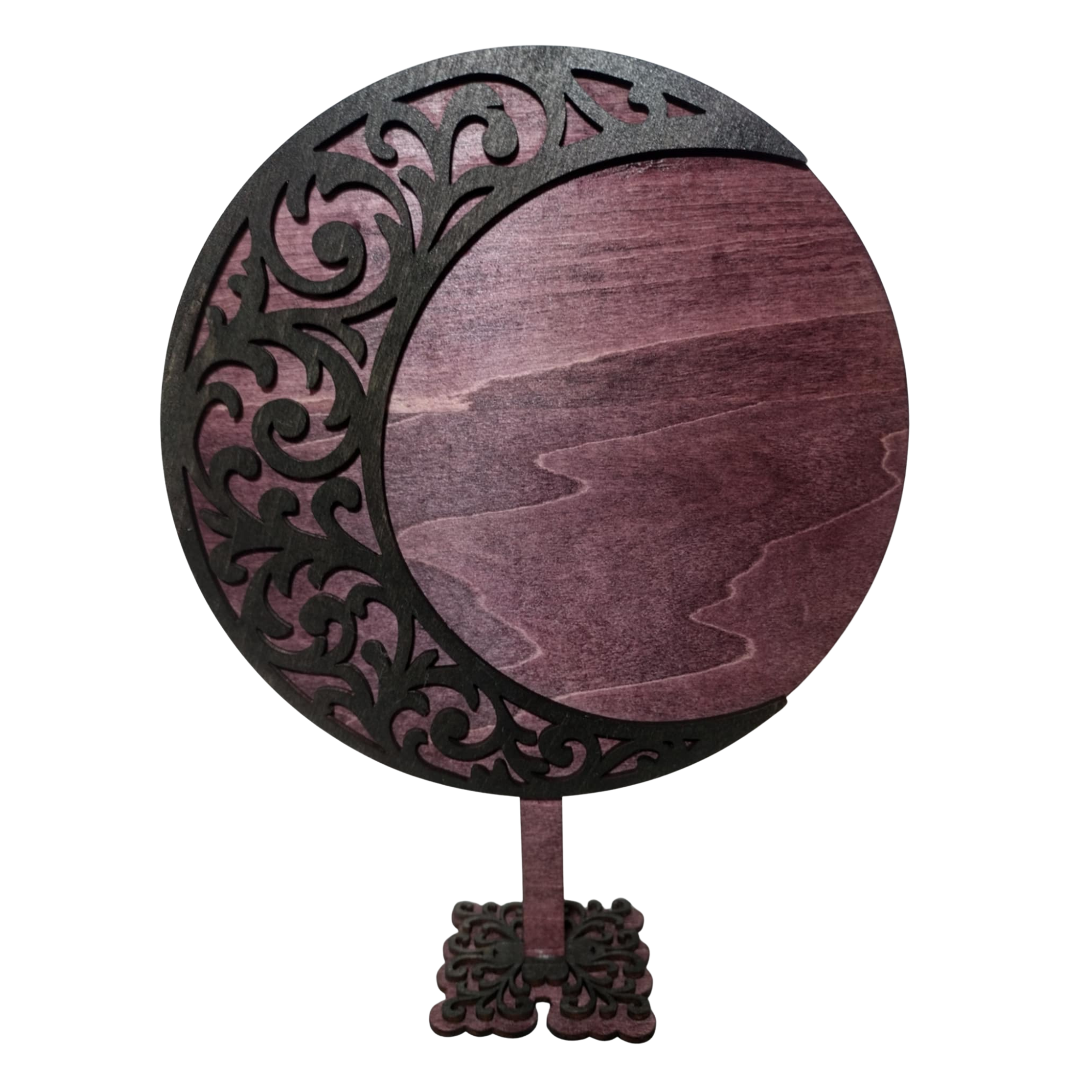Wooden crescent moon display stand
