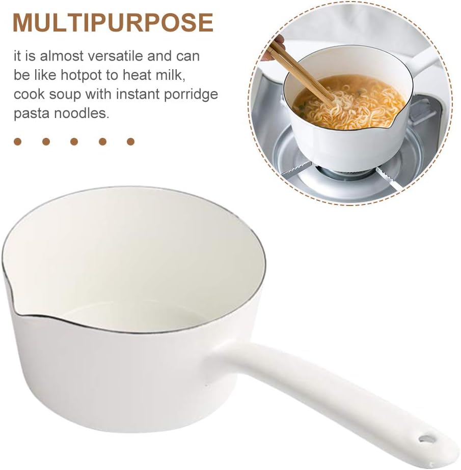 1.2L Enamel Milk Pan, Mini Butter Warmer, Enamelware Saucepan Pan with Pour Spout, Nonstick Enamel Milk Pot, Enamel Melting Pot for Induction Electric Gas Stoves