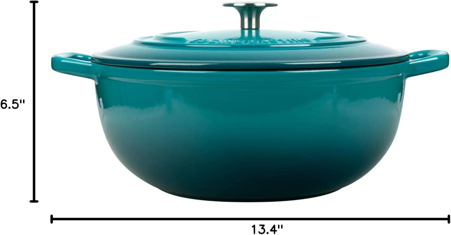 Enameled Cast Iron Dutch Oven Pot with Lid, 5 Quart, Round Dutch Ovens, Bread Oven Dual Handles, for Sourdough Bread Baking, Oven Safe up to 500°F, Darkcyan