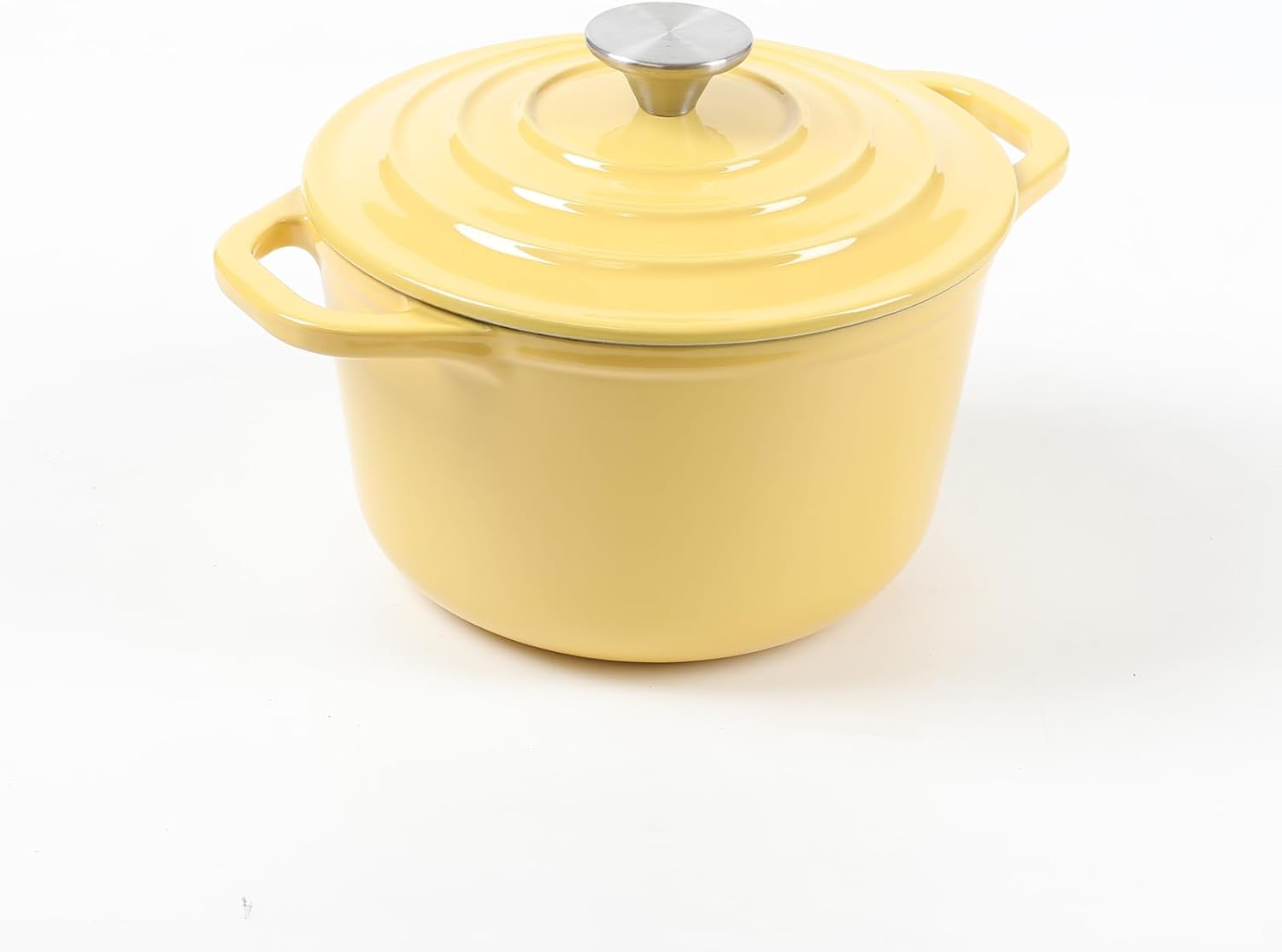 Enameled Cast Iron Dutch Oven with Lid, 1.5 Quart Deep Round Dutch Oven with Dual Handles, Yellow
