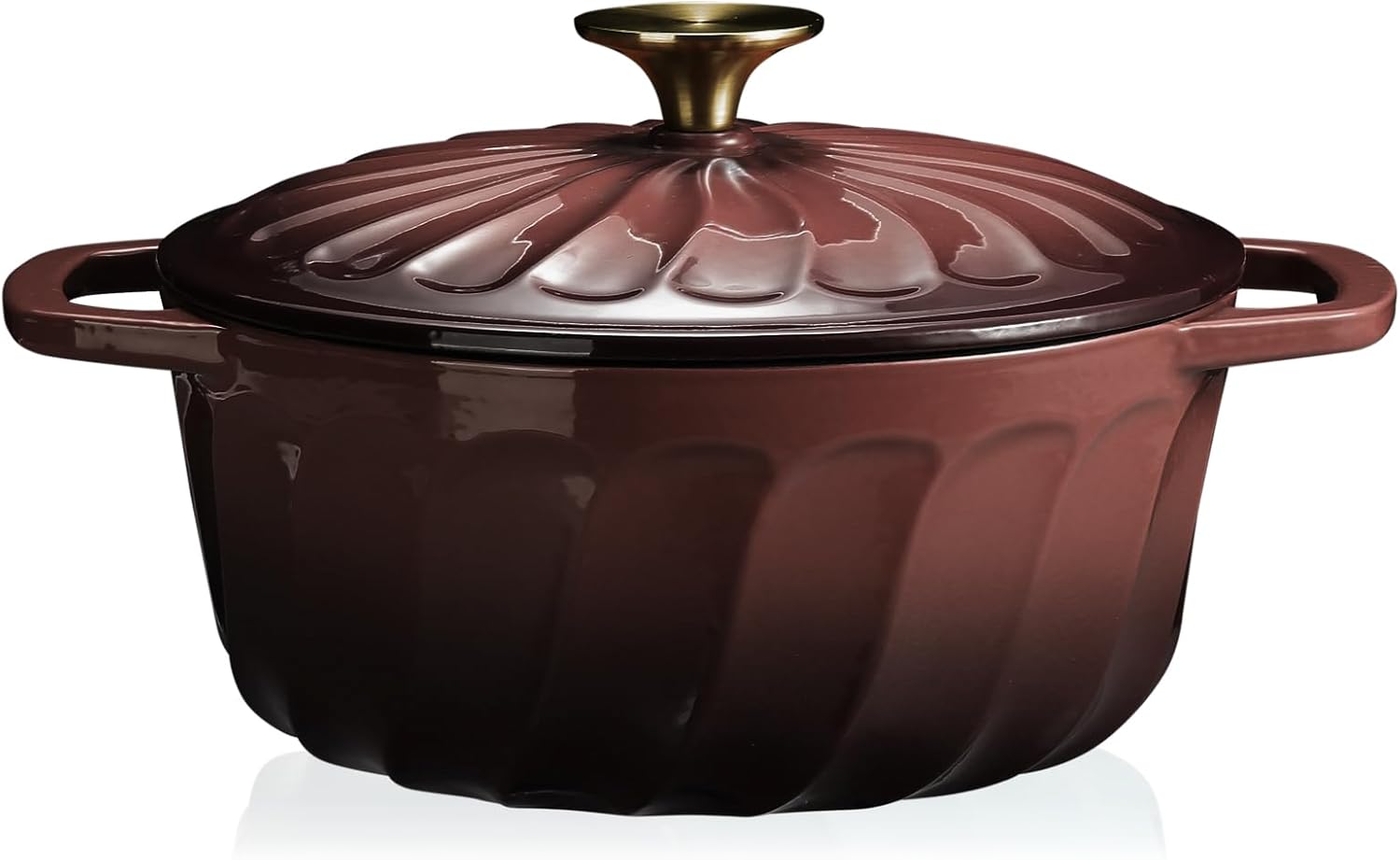 Enameled Dutch Oven with Lid, 3.5 Quart Cast Iron Dutch Oven Pot,Dual Handles for Bread Baking, Cook, Bake, Refrigerate Safe across All Cooktops (Brown)