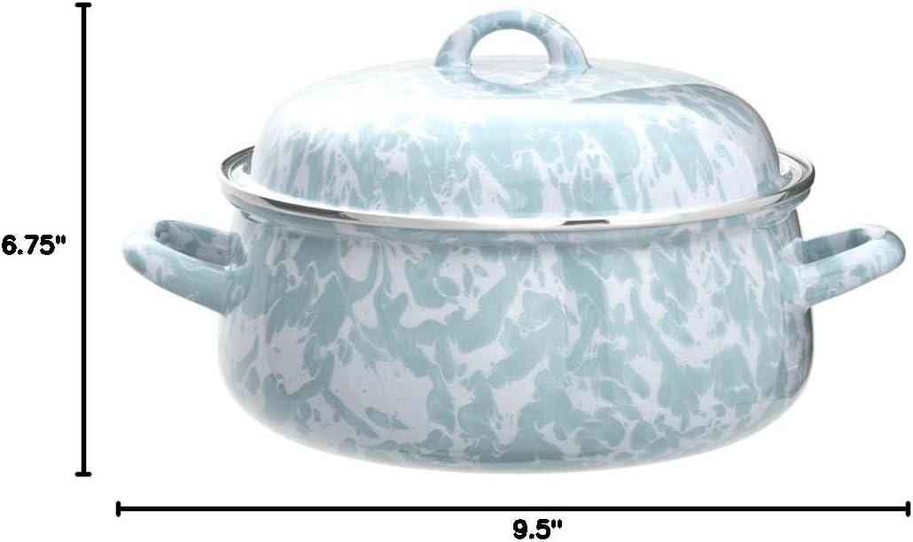 Enamelware - 4qt Dutch Oven (Sea Glass Swirl)