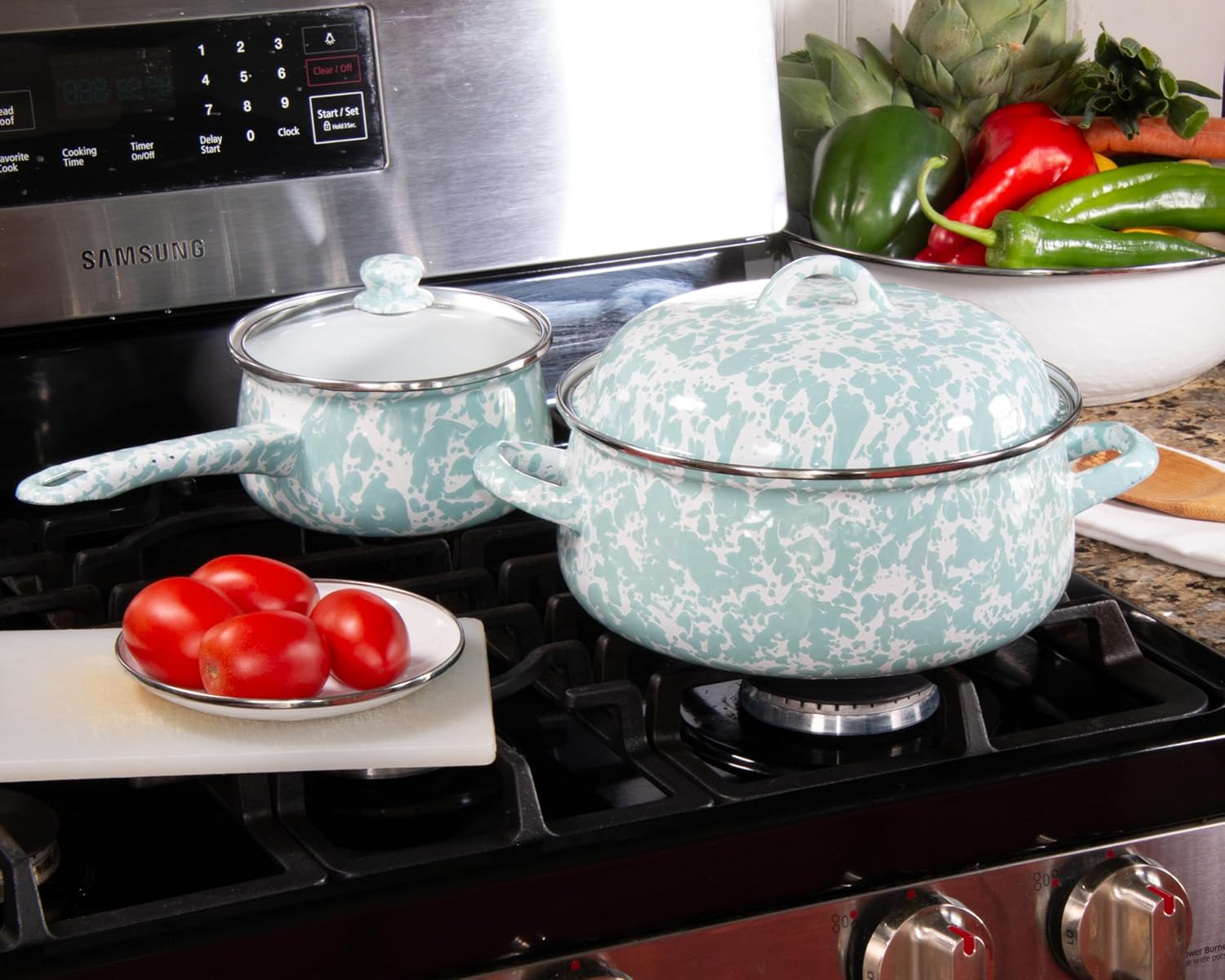 Enamelware - 4qt Dutch Oven (Sea Glass Swirl)
