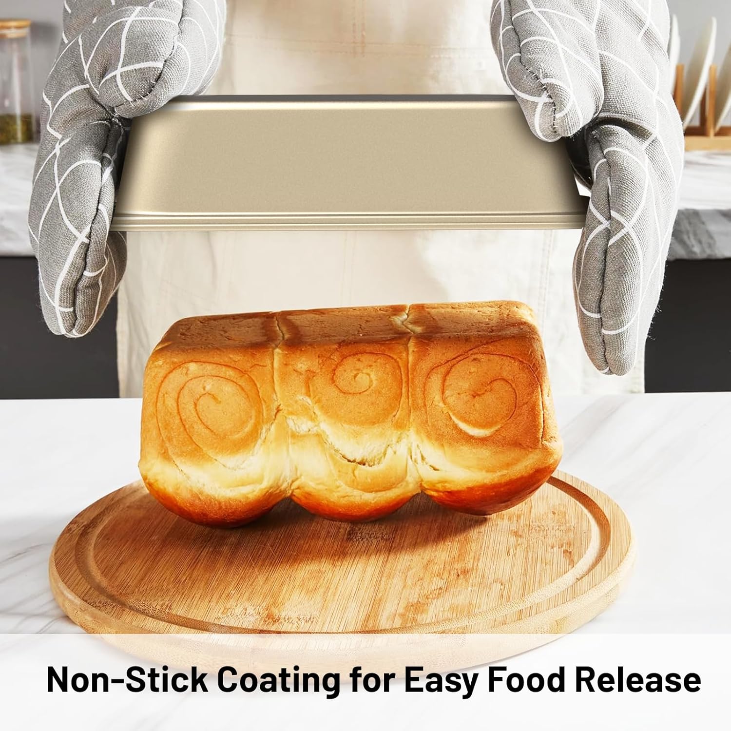 Baking Pans Set, 5-Piece Nonstick Bakeware Sets with Round/Square Cake Pan, Muffin Pan, Loaf Pan, Roast Pan, Baking Sheets for Oven, Kitchen Cookware Sets Baking Tray Baking Supplies,Gold