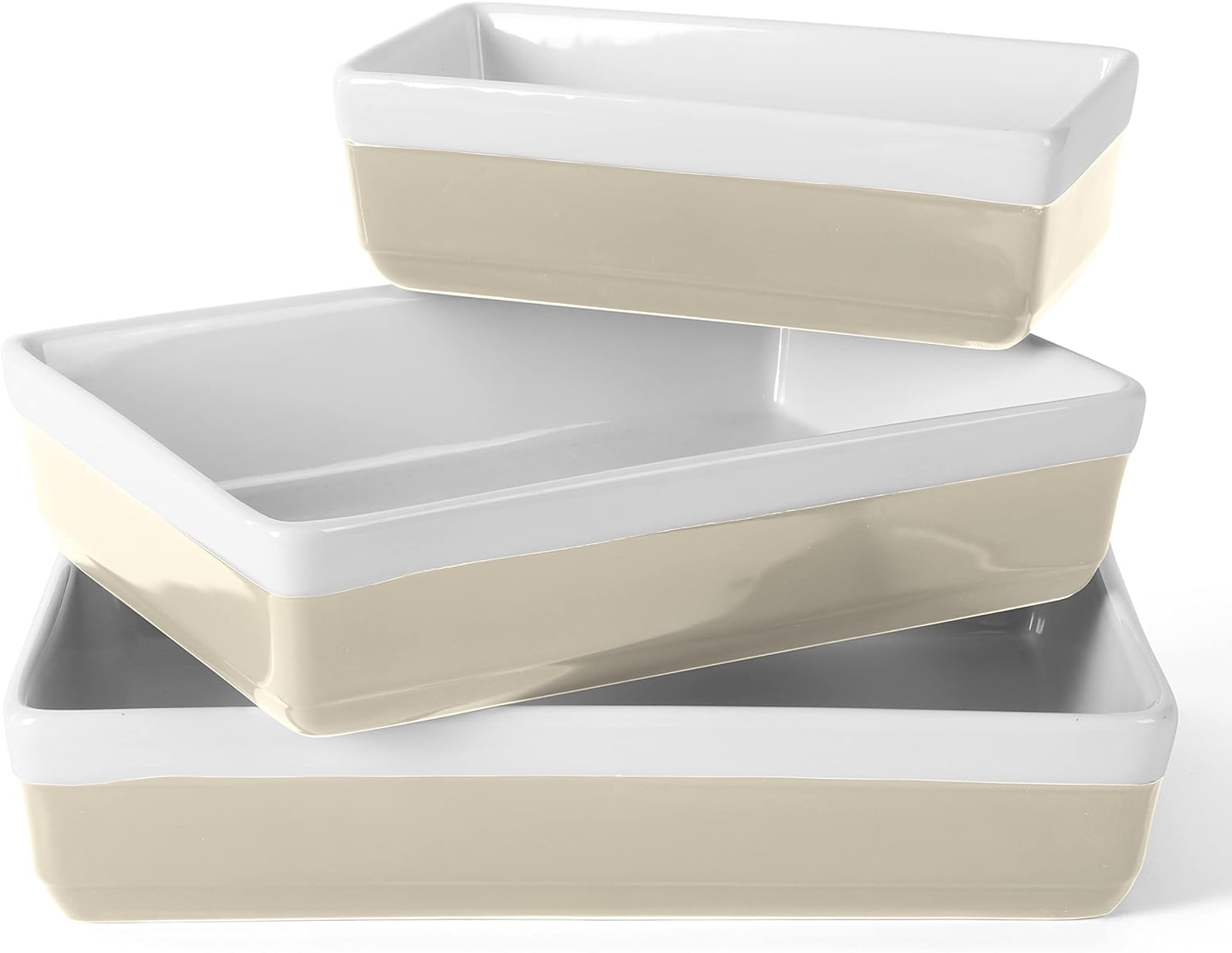 3 Piece Oven to Table Stoneware Bakeware, Baking Dish & Casserole Set- Grey