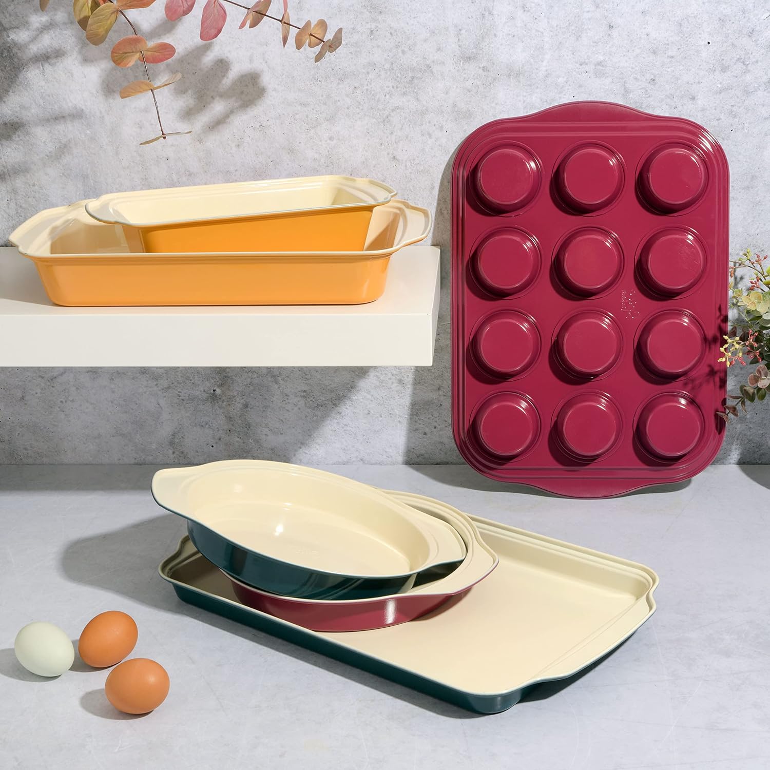 Nonstick Ceramic Savory Saffron 6 Piece Carbon Steel Bakeware Set - Assorted Colors
