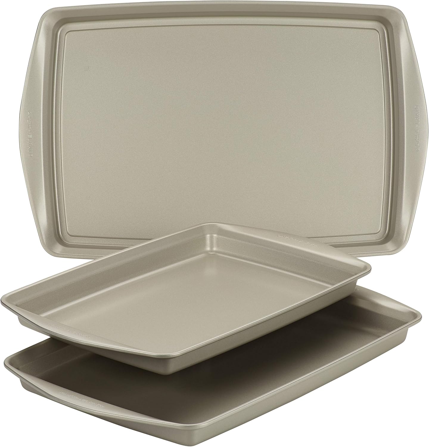 Nonstick Bakeware Set without Grips includes Nonstick Cookie Sheets / Baking Sheets - 3 Piece, Silver