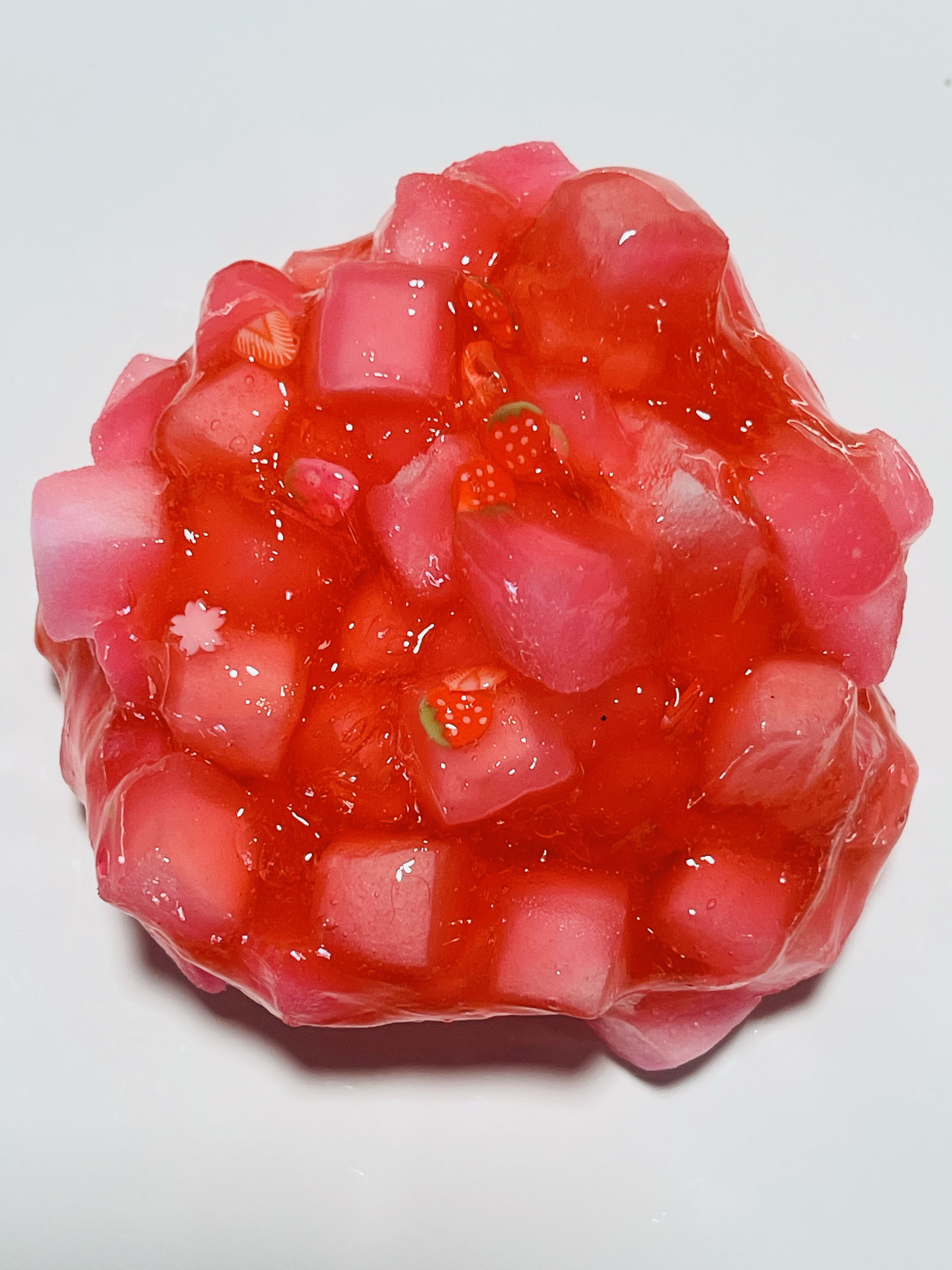 Skye's strawberry jello cube slime. 