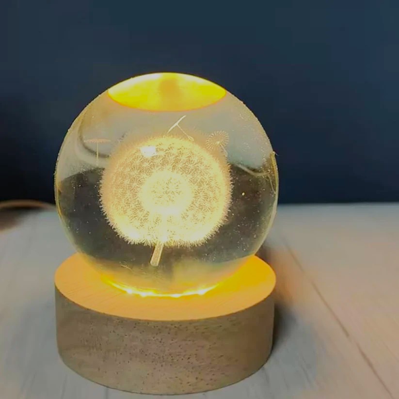 Dandelions 3D Crystal Lamp