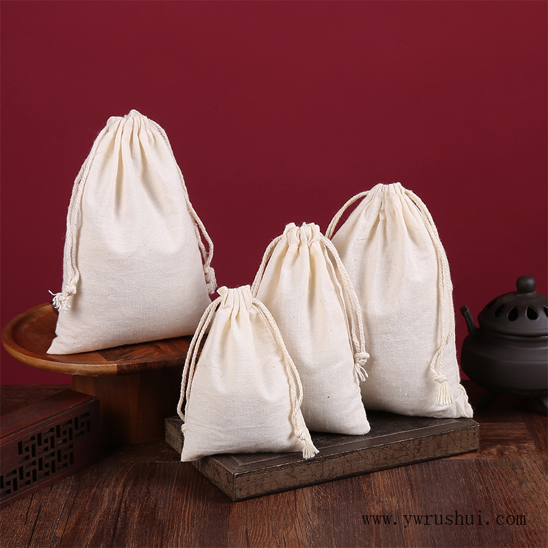 9 Sizes 100% Natural Cotton Bag with Drawstring