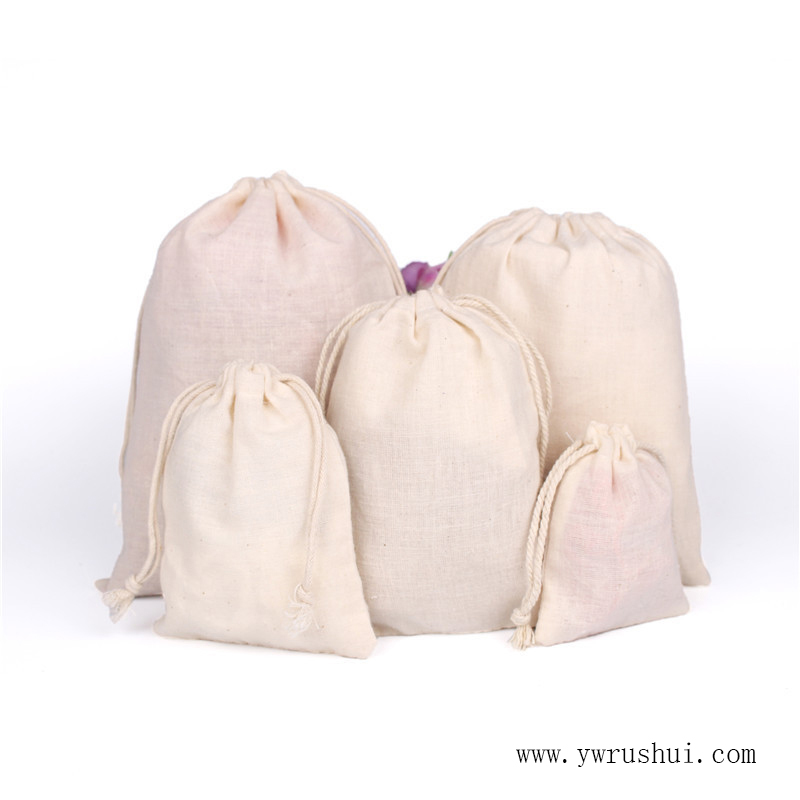 9 Sizes 100% Natural Cotton Bag with Drawstring