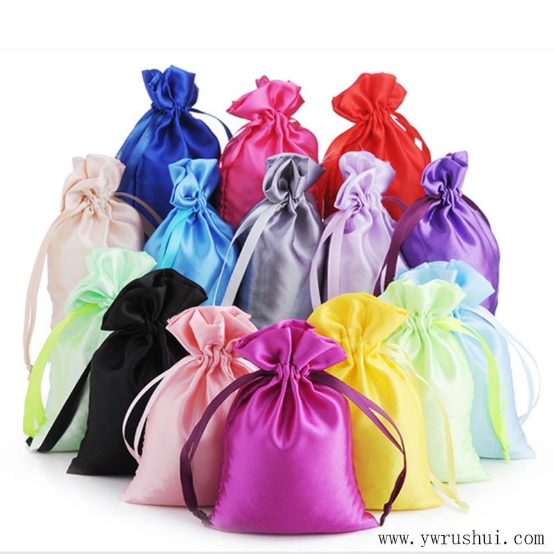 Multicolored Satin Gift Bags with Drawstring
