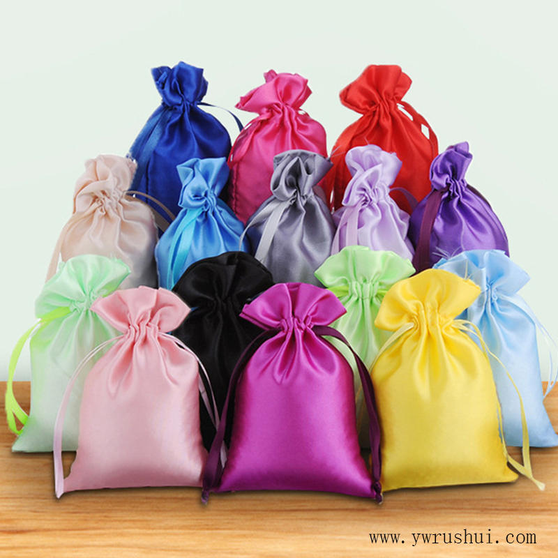 Multicolored Satin Gift Bags with Drawstring