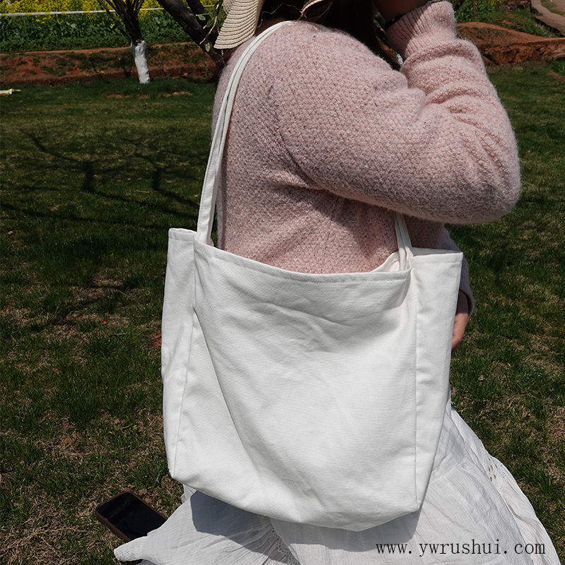 12oz White Cotton Canvas Tote Bag with Metal Gold Zip & Interior Pocket