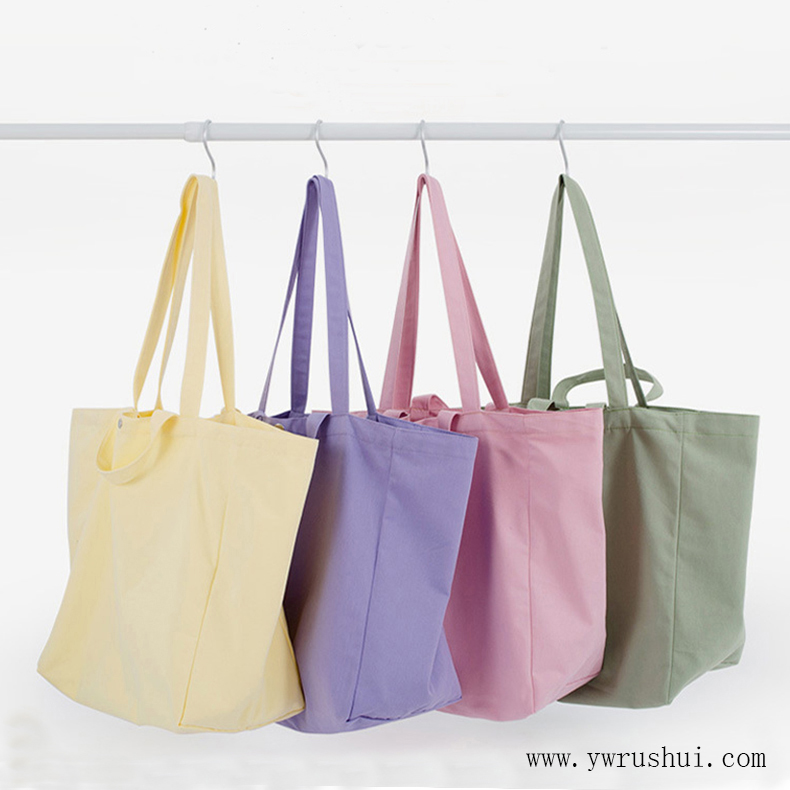 Eco Friendly Cotton Twill Tote Bag with Long & Short Handles & Button Closure 