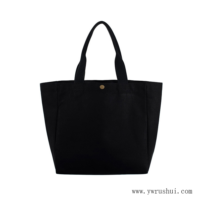 Heavy Duty 16oz Canvas Tote Handbag with Button Closure & Webbing Handle  