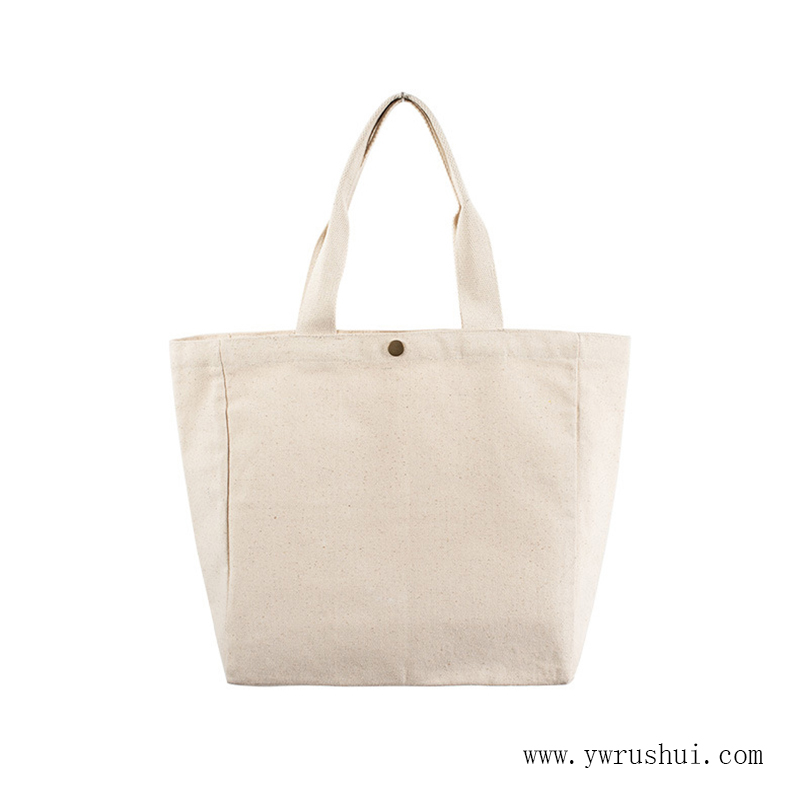 Heavy Duty 16oz Canvas Tote Handbag with Button Closure & Webbing Handle  