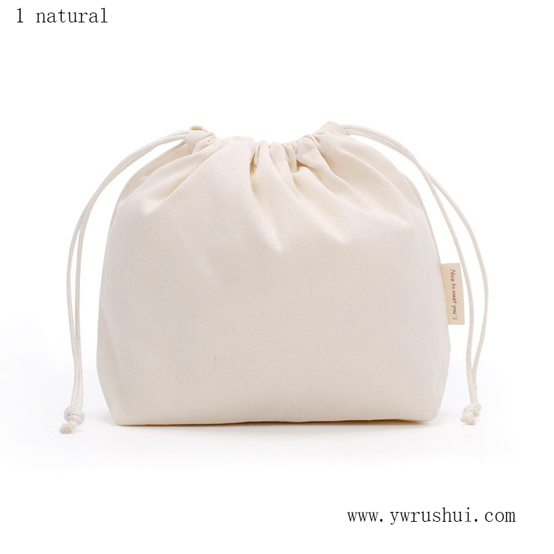 Cotton Drawstring Storage Bag with Bottom Gusset & Woven Label 