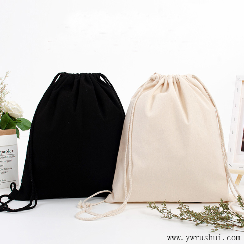 Durable 12oz Cotton Canvas Drawstring Backpack 34x39cm