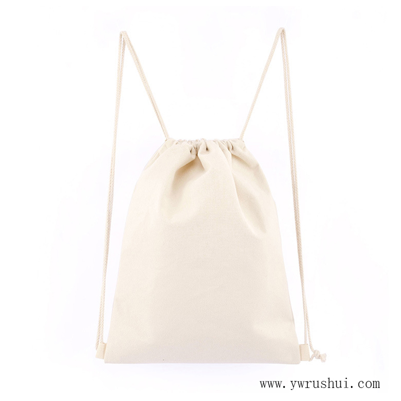 Durable 12oz Cotton Canvas Drawstring Backpack 34x39cm