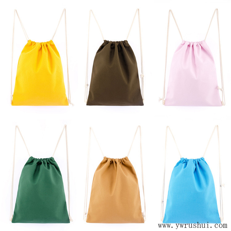 Durable 12oz Cotton Canvas Drawstring Backpack 34x39cm