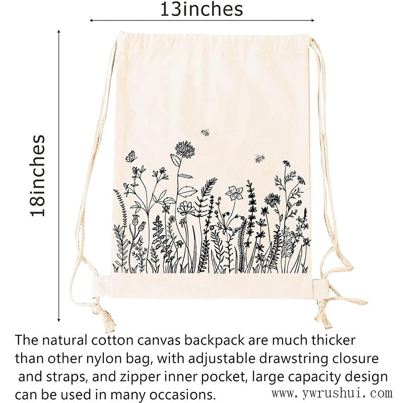 10oz Cotton Canvas Drawstring Backpack Bags  