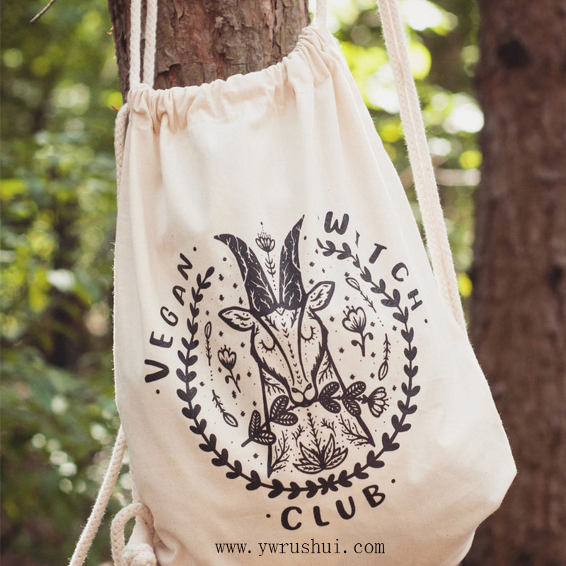 8oz Large Cotton Canvas Drawstring Backpack
