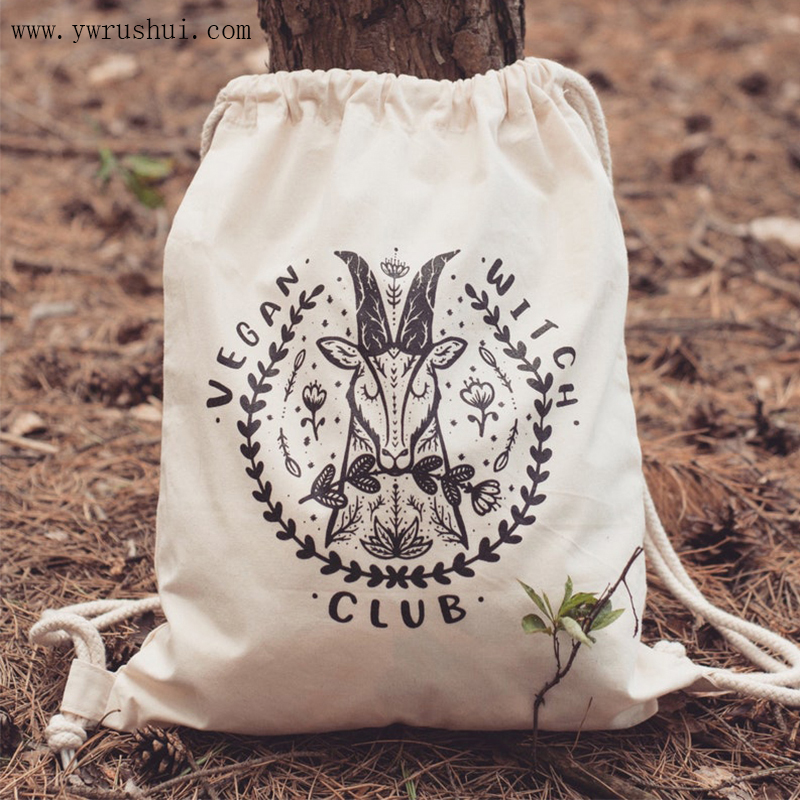 8oz Large Cotton Canvas Drawstring Backpack