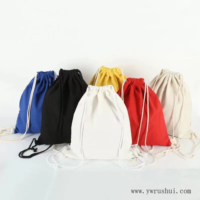 Reusable 10oz Cotton Drawstring Backpack Gym Sack  
