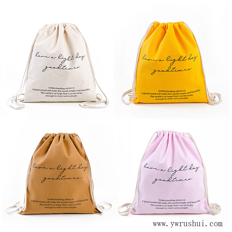 Heavy Duty Canvas Drawstring Backpack Bag 