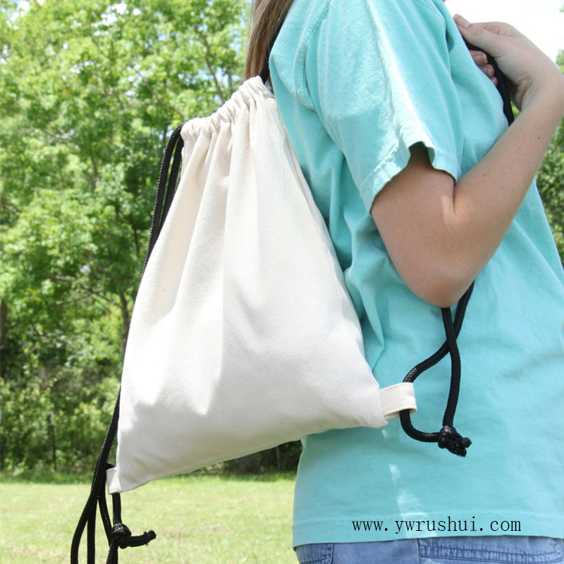 Sturdy Reusable Cotton Drawstring Backpack 