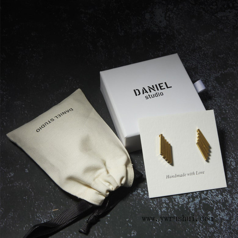 5x 7 Drawstring Cotton Bags with Ribbons 