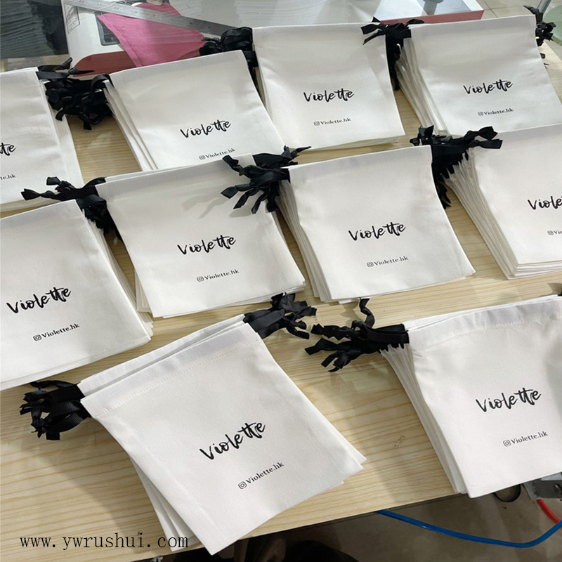 Cotton Bag with Customised Ribbon Drawstring  