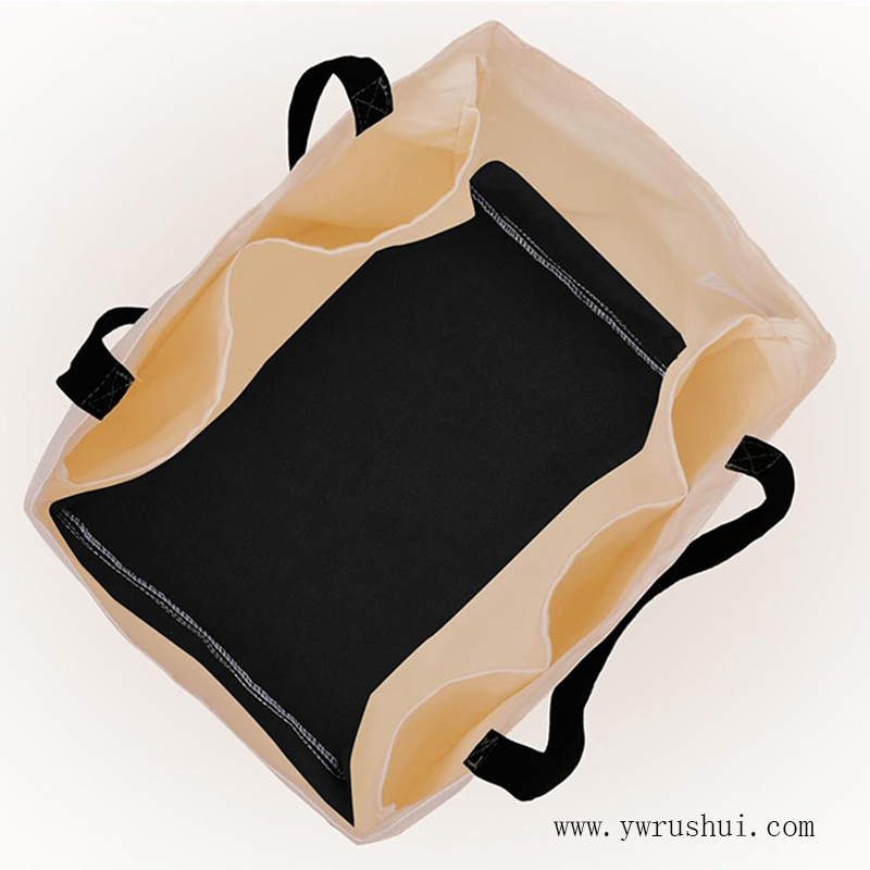 Large 14oz Black & Natural Cotton Shopping Bag with 5 Pockets 