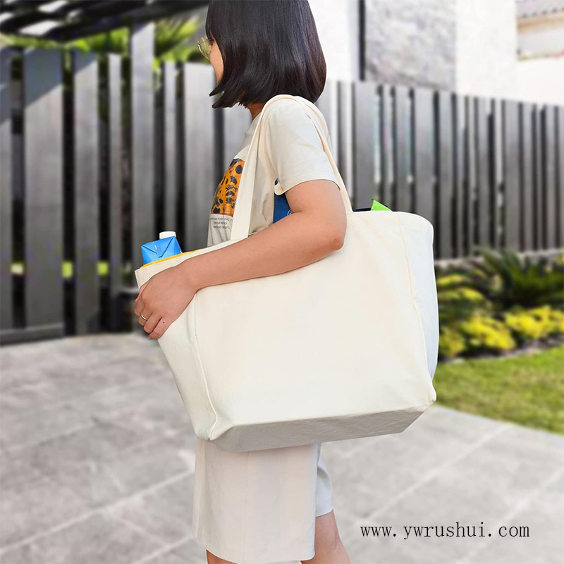 Canvas Tote Handbag with 5 Interior Pockets  