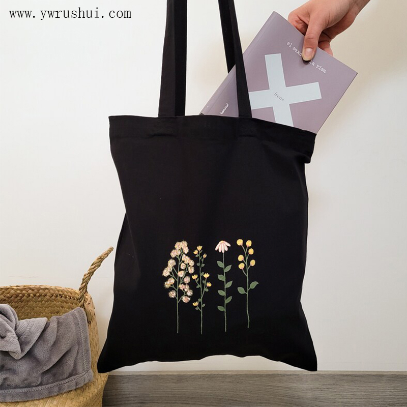 8oz Black Cotton Shopping Bag  
