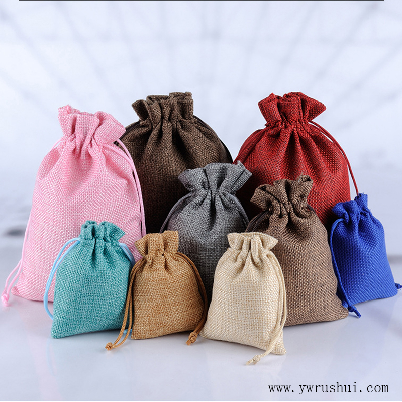 Jute Bags Linen Jewelry Pouches 