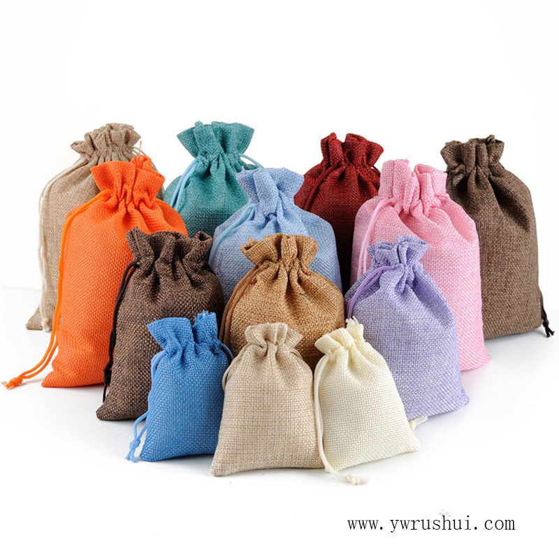 Jute Bags Linen Jewelry Pouches 