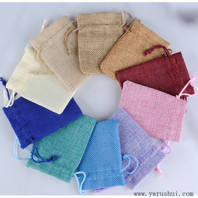 Jute Bags Linen Jewelry Pouches 