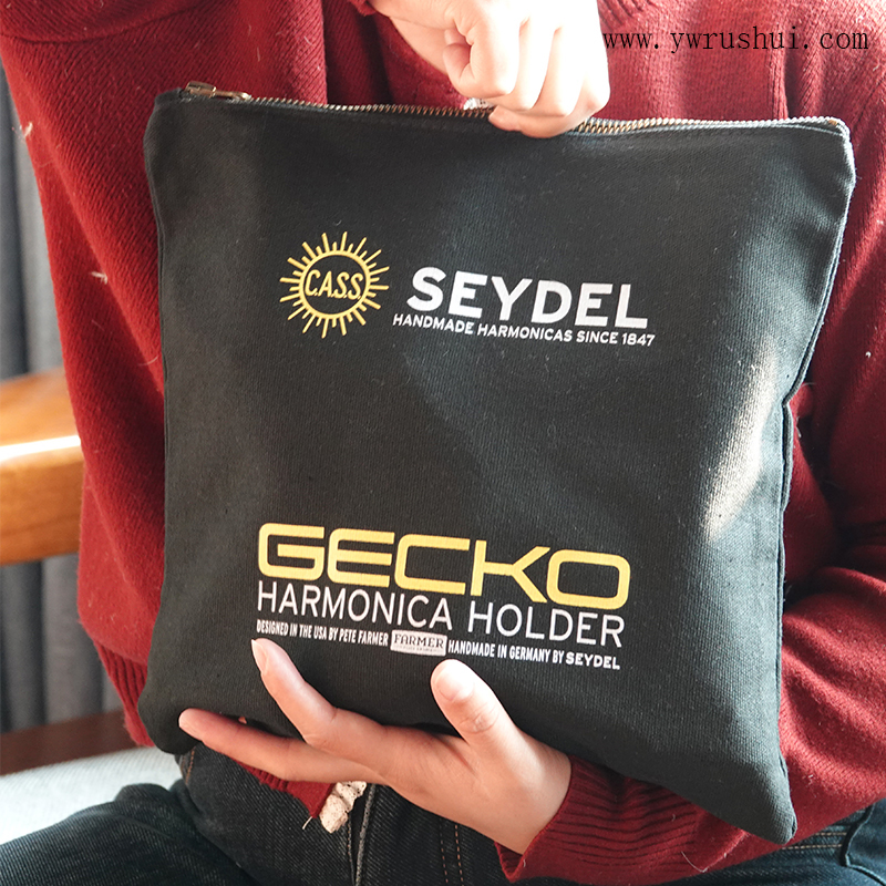 Cotton Canvas Makeup Cosmetic Bag with Portable Brass Zip Top