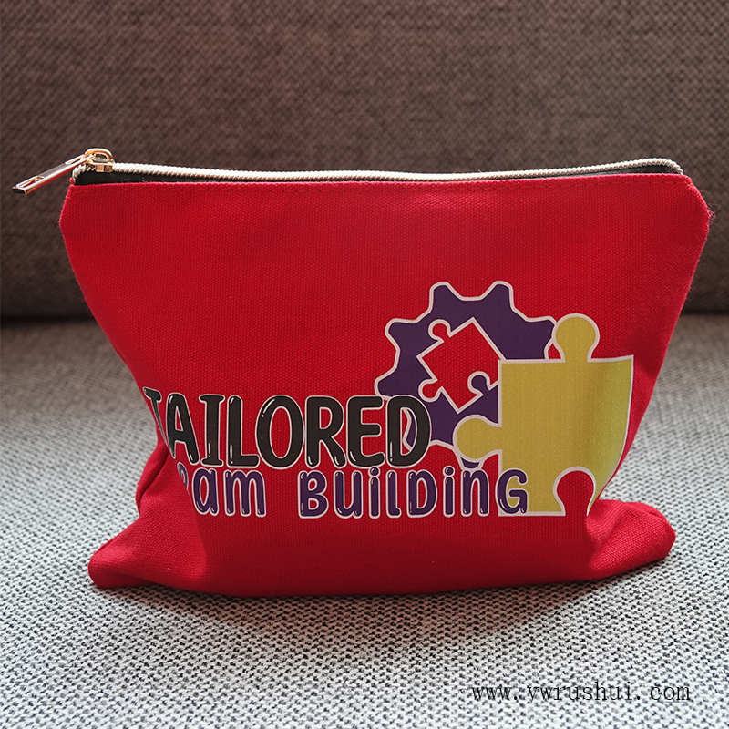 Custom Gold Zip Top Cotton Canvas Makeup Bag