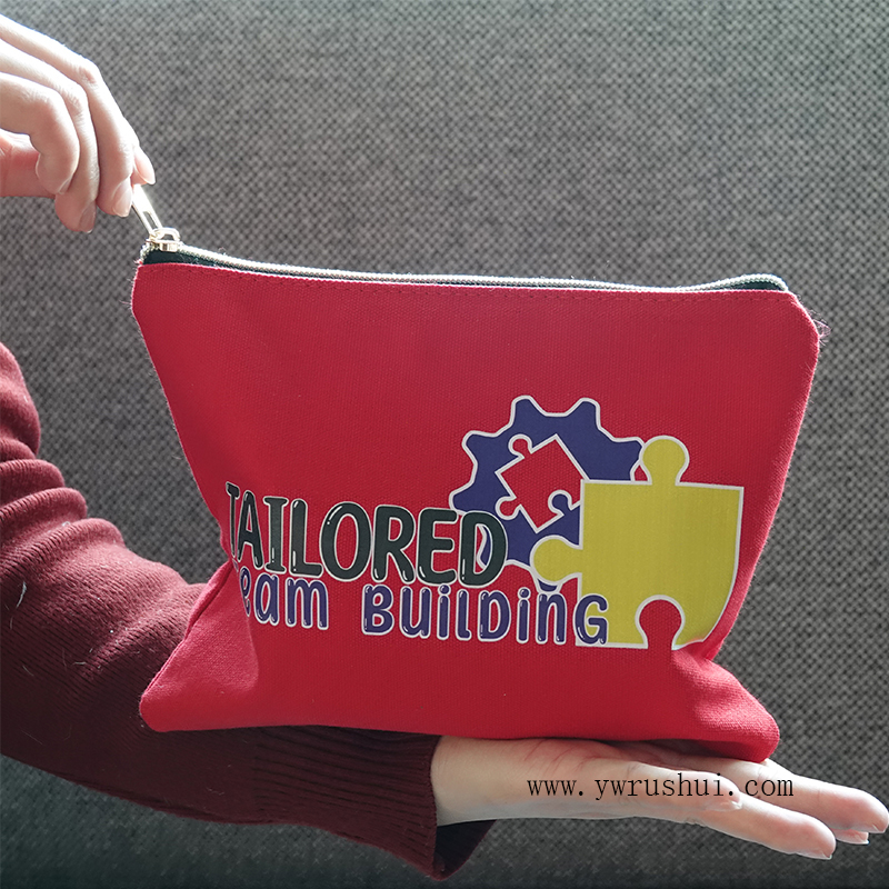 Custom Gold Zip Top Cotton Canvas Makeup Bag