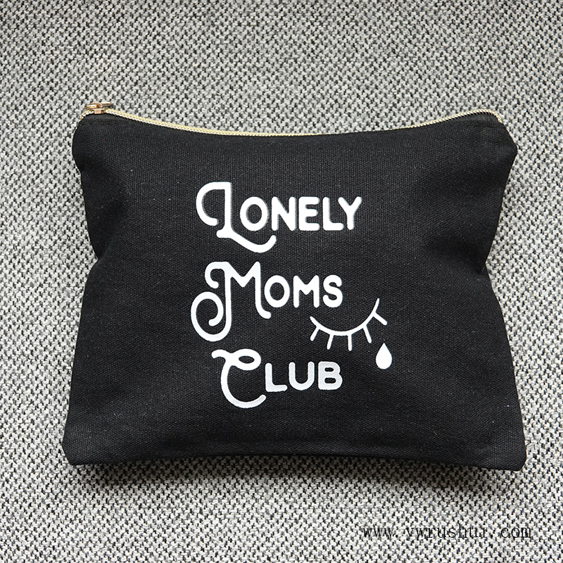 12oz Cotton Canvas Cosmetic Pouch with Gold Zipper  