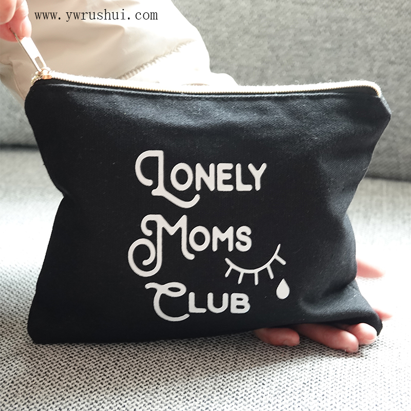 12oz Cotton Canvas Cosmetic Pouch with Gold Zipper  