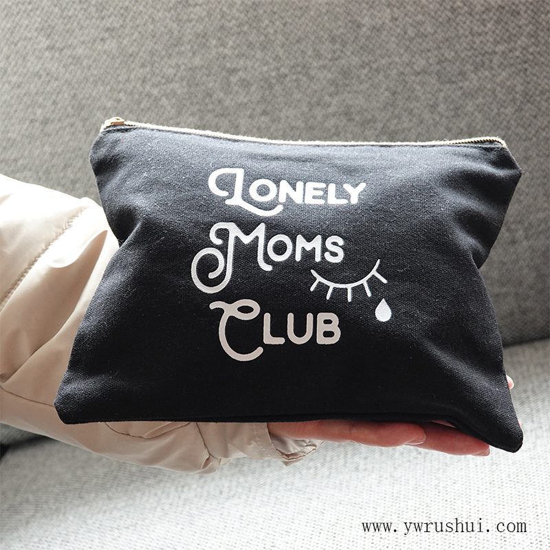 12oz Cotton Canvas Cosmetic Pouch with Gold Zipper  