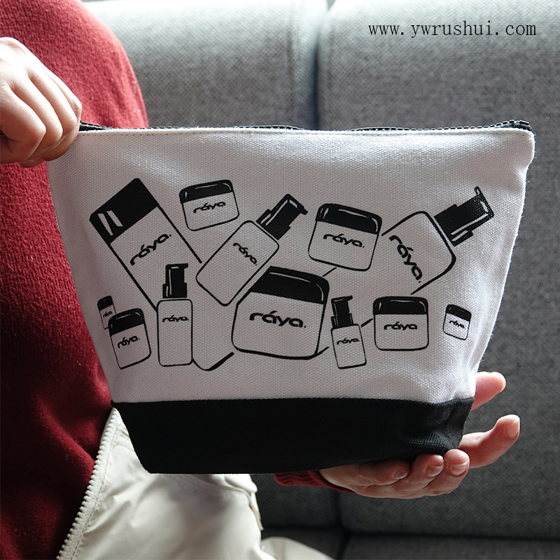 Large Canvas Cosmetic Bag with Resin Zipper  