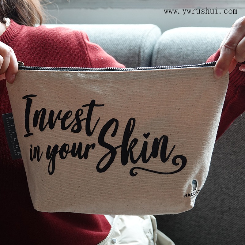 Custom Large Canvas Portable Makeup Cosmetic Bag  